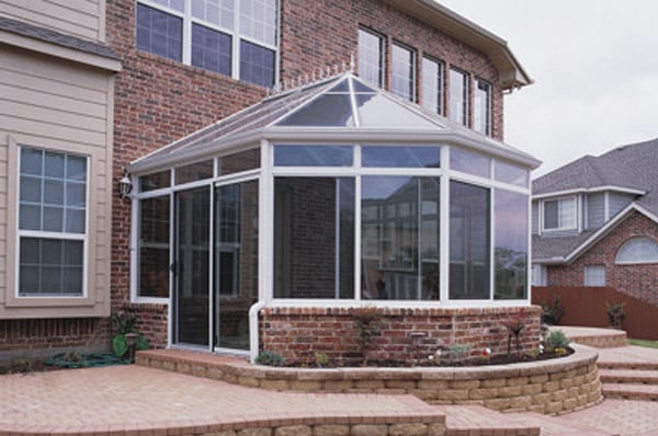 Exterior view of an aluminum victorian conservatory