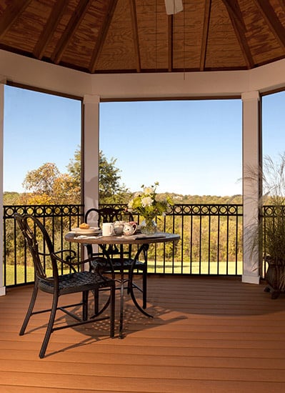 A deck inside a gazebo