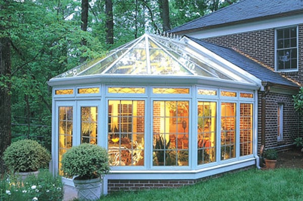 Exterior of a victorian wood conservatory